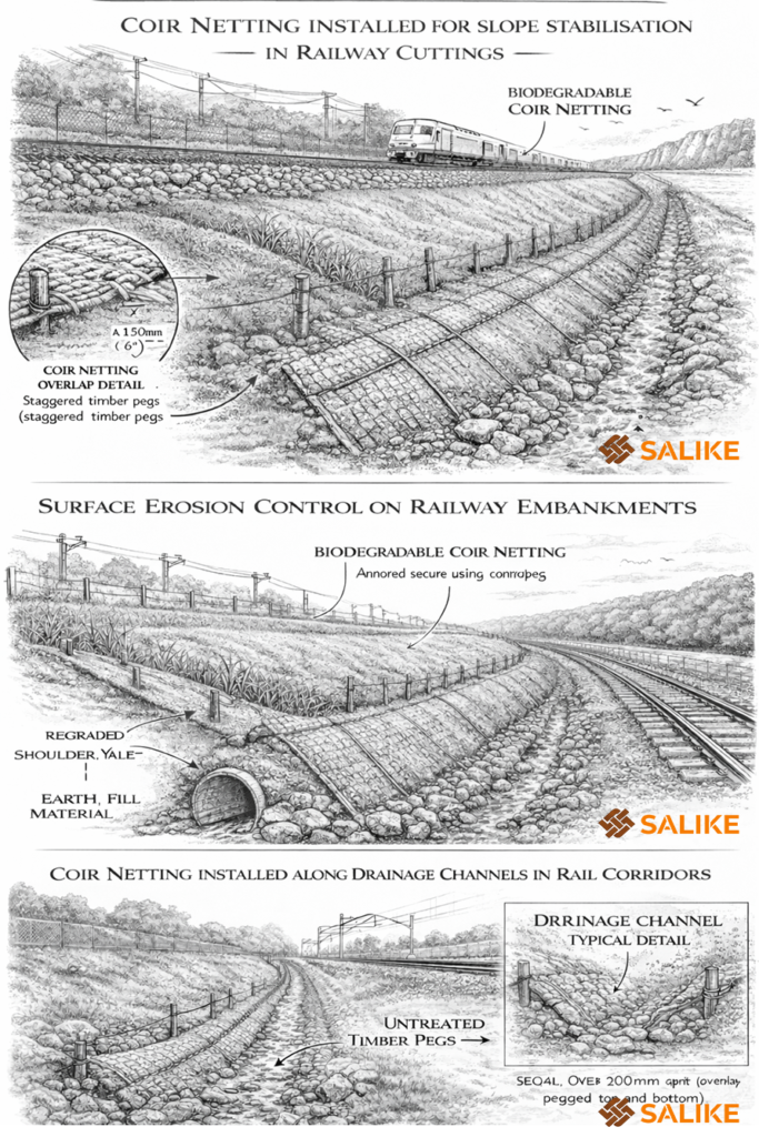 Coir Netting for Slope Stabilisation in Railway Cuttings and Embankments
