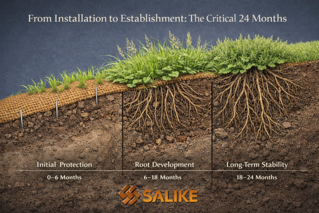 The First 24 Months: Why early vegetation establishment determines long-term slope stability